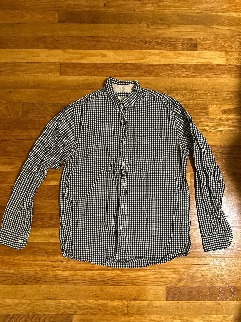 Men's Black & White Gingham Button-Down Shirt